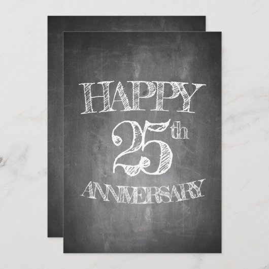 チョークボードにおめでとう25周年 招待状 (正面/裏面)