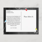 チョークボードの写真コラージュ「クリスマスおめでとう」 ポストカード (裏面)