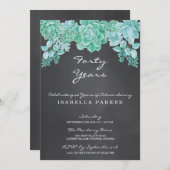 チョークボードの女性の誕生日招待状におすすめの多肉植物 招待状 (正面/裏面)