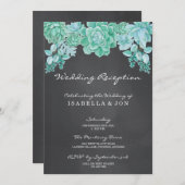 チョークボードの結婚式の披露宴のみの多肉植物 招待状 (正面/裏面)