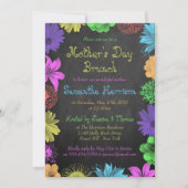 チョークボードの花の明るいマザーズデイブラン 招待状 (正面)