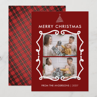チョークボードの落書きフレームの家族のクリスマス写真 シーズンカード
