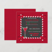 チョークボードキャンディーケーンフレームカクテルホリデーパーティー 招待状 (正面/裏面)