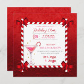 チョークボードキャンディーケーンフレームカクテルホリデーパーティー 招待状 (正面/裏面)