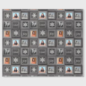 チョークボードグレイパーソナライズされた4フォトホリデーテーマ ラッピングペーパー (フラット)