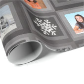 チョークボードグレイパーソナライズされた4フォトホリデーテーマ ラッピングペーパー (ロールコーナー)