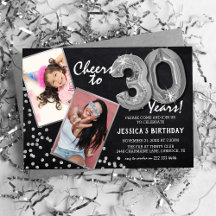 チョークボードシルバーバルーン 2枚の写真 30歳の誕生日