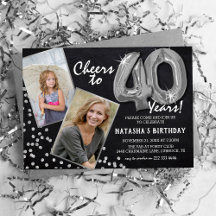 チョークボードシルバーバルーン 2 写真 40歳の誕生日 