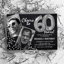 チョークボードシルバーバルーン 2 写真 60歳の誕生日