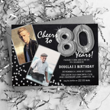 チョークボードシルバーバルーン 2 写真 80歳の誕生日