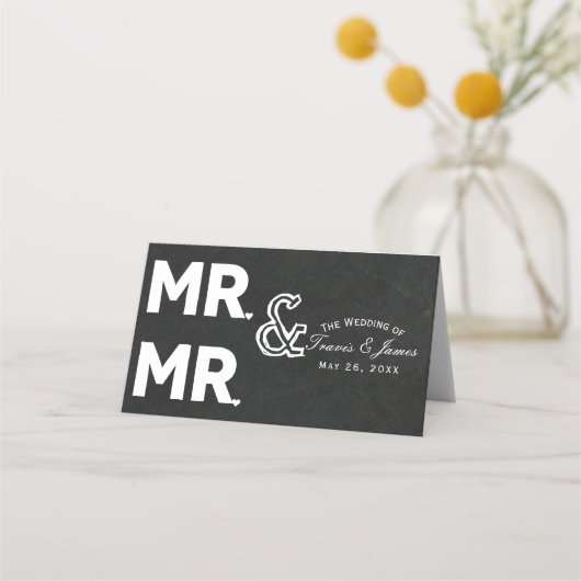 チョークボードチョーク MR & MR ゲイ ウェディング テーブル席札 プレイスカード (正面)
