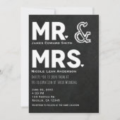 チョークボードチョーク Mr. & Mrs. ウェディングエンゲージメント 招待状 (正面)