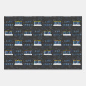 チョークボードハヌカー雪の結晶&星 ラッピングペーパーシート (正面)