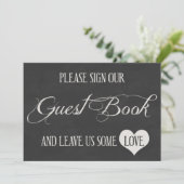 チョークボードハーツウェディング | ゲストブック 招待状 (スタンド正面)