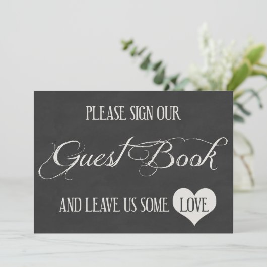 チョークボードハーツウェディング | ゲストブック 招待状 (スタンド正面)