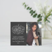 チョークボードパンプキンハッピーハローウィンホリデーフォト シーズンポストカード (スタンド正面)