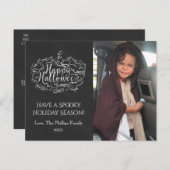 チョークボードパンプキンハッピーハローウィンホリデーフォト シーズンポストカード (正面/裏面)