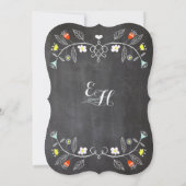 チョークボードミントオレンジフローラガーランド結婚ズ 招待状 (裏面)