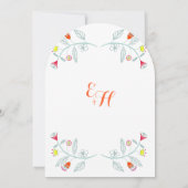 チョークボードミントオレンジレッドフローラガーランド結婚ズ 招待状 (裏面)