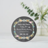 チョークボードミントピンクアクアフローラガーランド結婚ズ セーブザデート (スタンド正面)