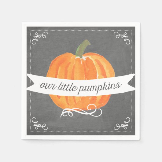 チョークボードリトルカンプキンツツインズ誕生日ナプキン スタンダードカクテルナプキン (正面)