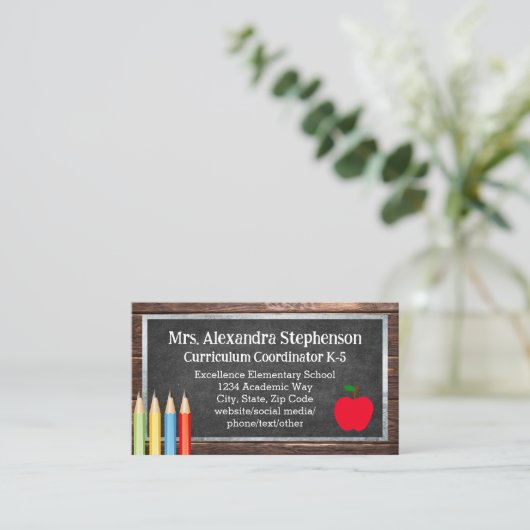 チョークボード先生教育学校 名刺 (スタンド正面)