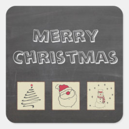 チョークボード可愛いおもしろいクリスマスのパッチワーク休日 スクエアシール