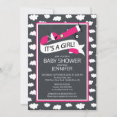 チョークボード女の子だ！航空機女子ベビーシャワー 招待状 (正面)
