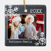 チョークボード家族写真クリスマス セラミックオーナメント (正面)