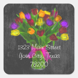 チョークボード混色チューリップ住所 シール