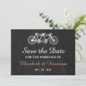 チョークボード結婚式のタンデム自転車の日付を保存 セーブザデート (スタンド正面)