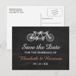 チョークボード結婚式のタンデム自転車の日付を保存 案内ポストカード