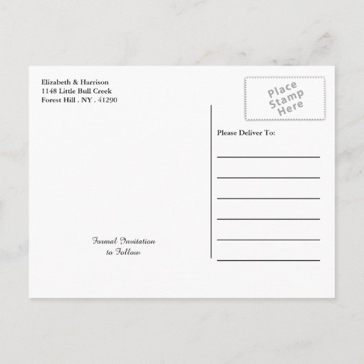 チョークボード結婚式のタンデム自転車の日付を保存 案内ポストカード (裏面)