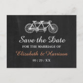 チョークボード結婚式のタンデム自転車の日付を保存 案内ポストカード (正面)