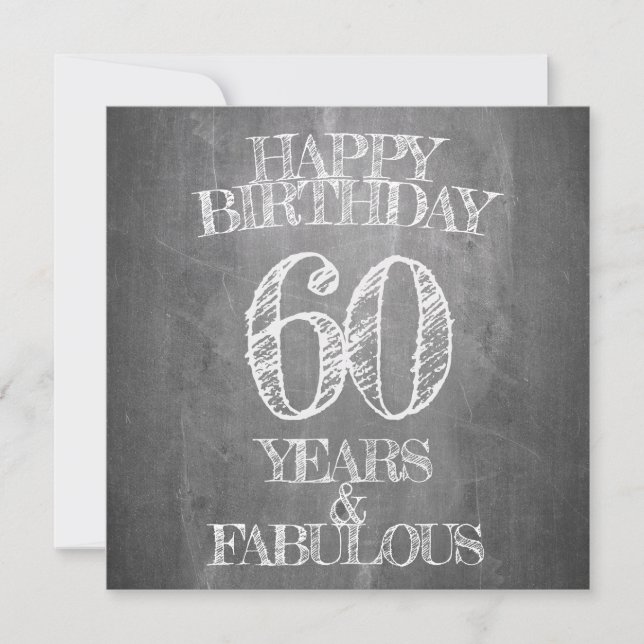 チョークボード風のデザインで60歳の誕生日をお祝いしよう (正面)
