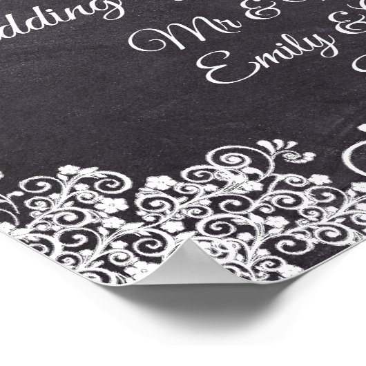 チョークボード風の結婚式のカスタムウェルカムボード ポスター (角)