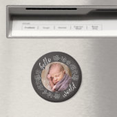 チョークボード風のHello Babyの最初のパーソナライズ商品 マグネット (インサイチュ (食洗機))