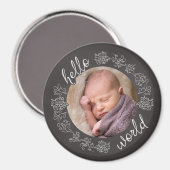 チョークボード風のHello Babyの最初のパーソナライズ商品 マグネット (正面/裏面)