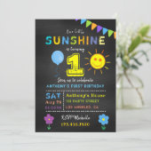 チョークボード1歳の誕生日リトルサンシャインボーイパーティー 招待状 (スタンド正面)