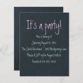 「チョークボード」カスタマイズ可能パーティの招待状 招待状 (正面/裏面)