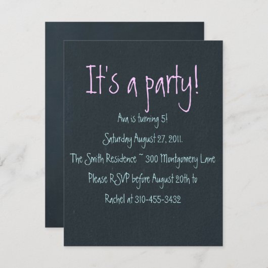 「チョークボード」カスタマイズ可能パーティの招待状 招待状 (正面/裏面)