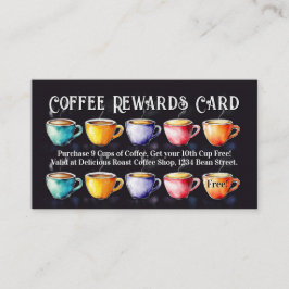 チョークボード コーヒーショップ リワード ロイヤルティ パンチカード 名刺