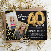 チョークボード ゴールド バルーン 2 写真 40歳の誕生日