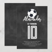 チョークボード サッカー 誕生日パーティー 招待状 (正面/裏面)