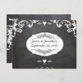 チョークボード・タイポグラフィーのウェディング 案内ポストカード (正面/裏面)