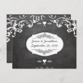 チョークボード タイポグラフィ ウェディング 案内ポストカード (正面/裏面)