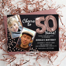 チョークボード ローズゴールド 風船 2 写真 50歳の誕生日