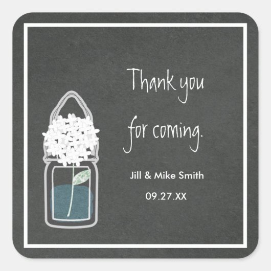 チョークメイソンジャイルホワイトベビーの息の花 スクエアシール (正面)