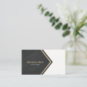 チョークモダンブラックフェイク金ゴールドストライプ名刺 名刺 (スタンド正面)