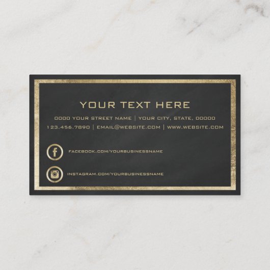 チョークモダンブラックフェイク金ゴールドVIPカードクラブ会員 名刺 (裏面)